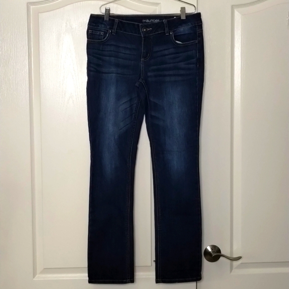 Maurices size 9 10 reg straight leg no distressing medium-dark wash maurice's - Picture 1 of 11